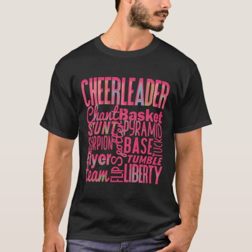 Kids Cute Cheerleader Gift Pink Cheer Moves Cheerl T_Shirt