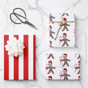 Kids Cute Christmas Gingerbread Man Pattern Wrapping Paper Sheets