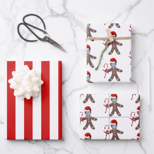 Kids Cute Christmas Gingerbread Man Pattern Wrapping Paper Sheets