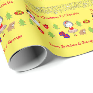 Kids Cute Christmas Holidays Pattern Personalized Wrapping Paper