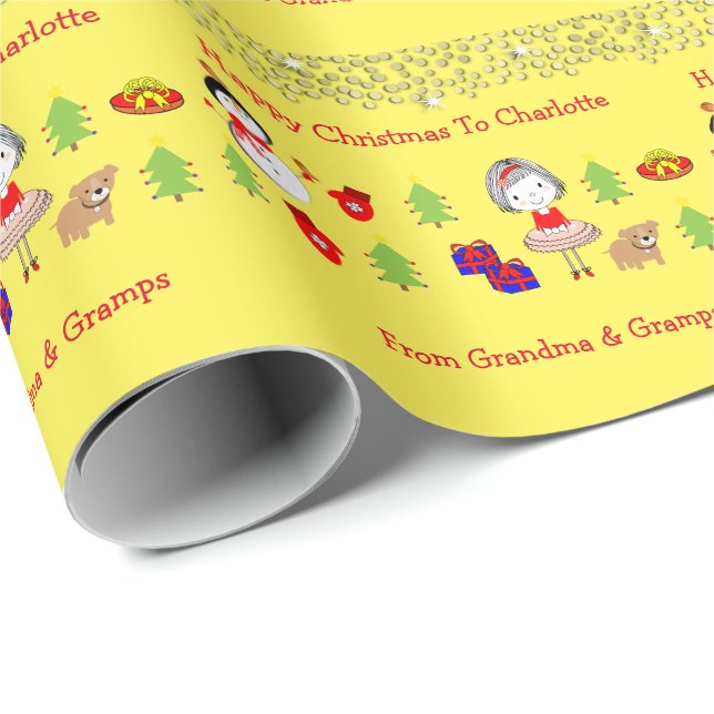 Kids Cute Christmas Holidays Pattern Personalized Wrapping Paper (Roll Corner)