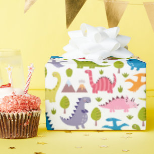 Kids Cute Colorful Dinosaurs Wrapping Paper