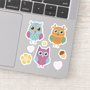 Kids Cute Colorful Owls #1 Sticker