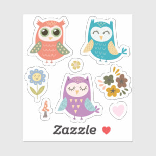 Kids Cute Colorful Owls #2 Sticker