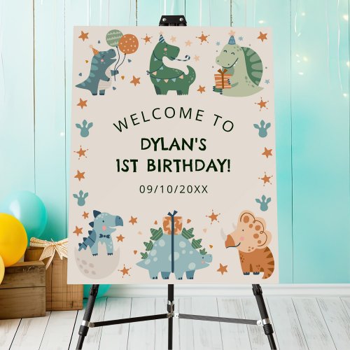 Kids Cute Dinosaur Birthday Party Welcome Foam Board
