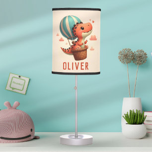 Kids Cute Dinosaur Flying in a Hot Air Balloon Table Lamp