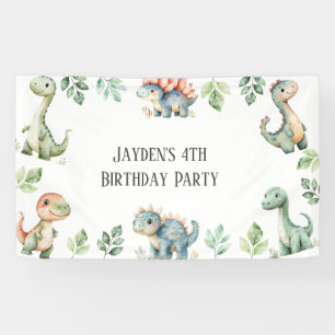 Kids Cute Dinosaur Themed Birthday Party Banner