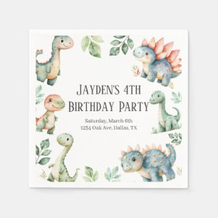 Kids Cute Dinosaur Themed Birthday Party Napkins