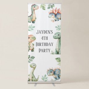 Kids Cute Dinosaur Themed Birthday Party Retractable Banner