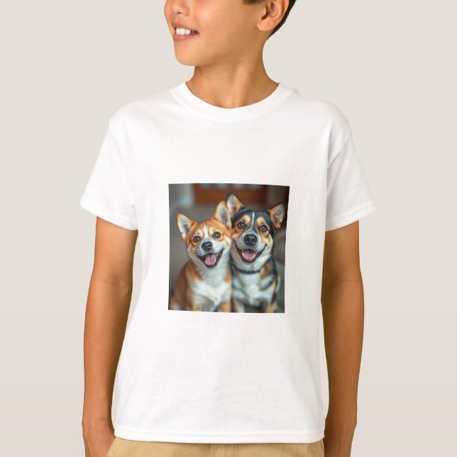 Kids' Cute Dog and Cat T-Shirt – Adorable Animal D (Front)