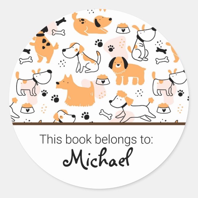 Kids cute dog pattern bookplate (Front)