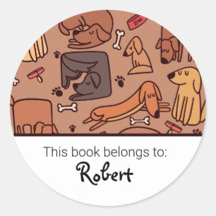 Kids cute dog pattern bookplate