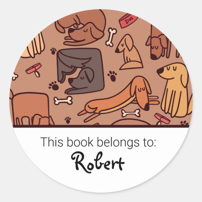 Kids cute dog pattern bookplate (Front)