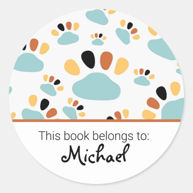 Kids cute dog pattern bookplate (Front)
