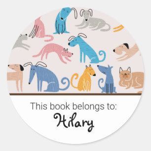 Kids cute dog pattern bookplate
