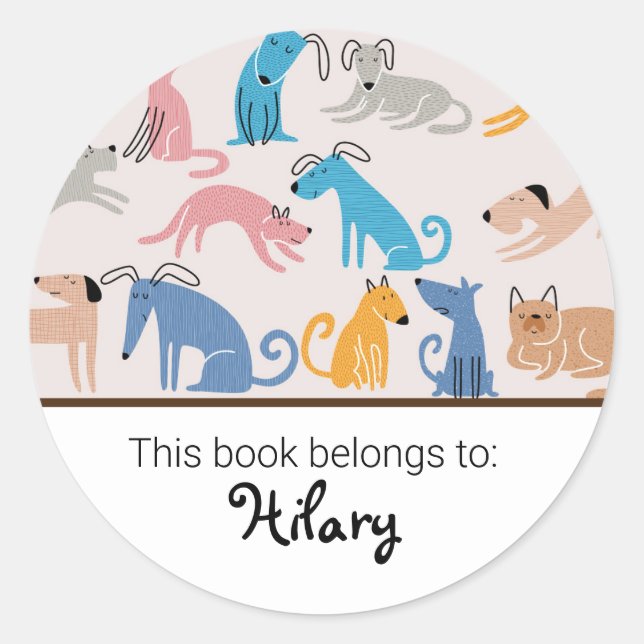 Kids cute dog pattern bookplate (Front)