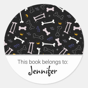Kids cute dog pattern bookplate