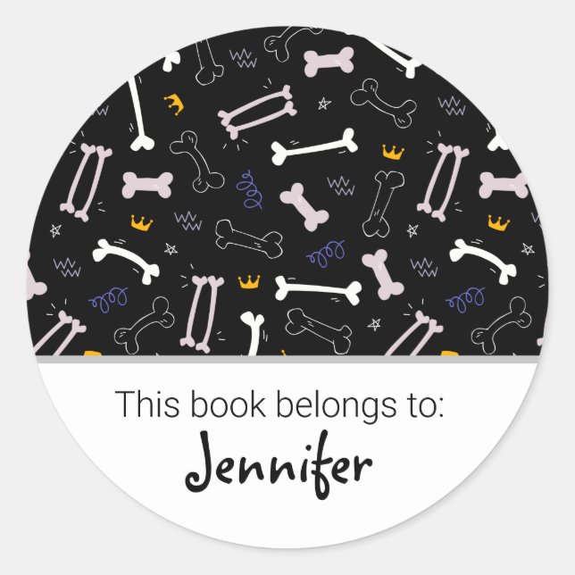 Kids cute dog pattern bookplate (Front)