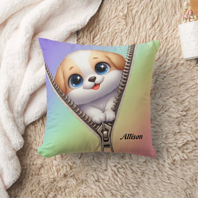 Kids Cute Dog Puppy  Throw Pillow (Blanket)