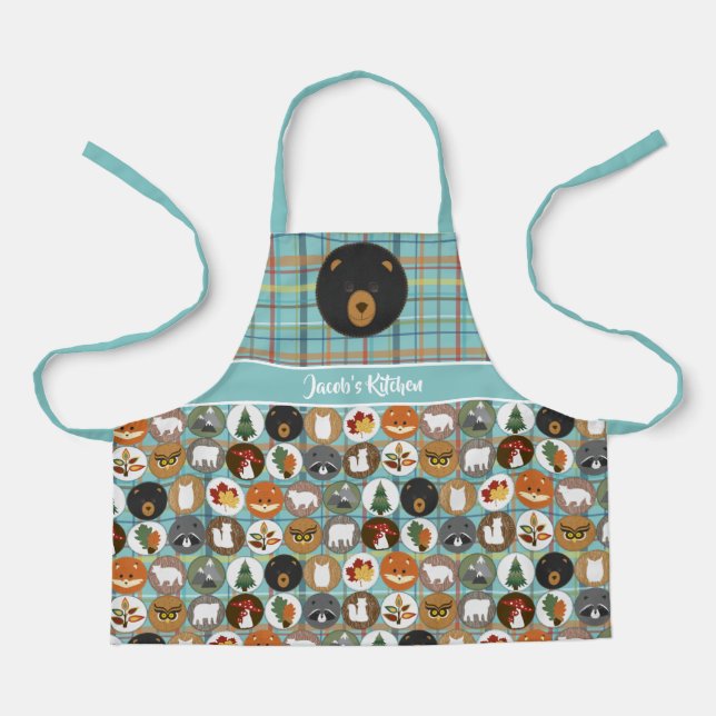 Kids Cute Felt Woodland Animals Apron (Front)
