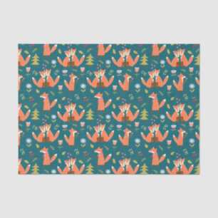 Kids Cute Forest Foxes in Love Tissue Paper