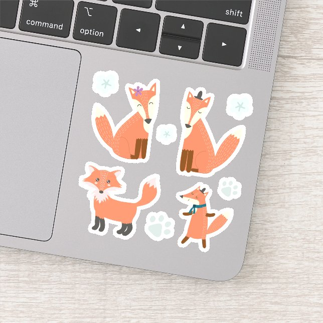 Kids Cute Friendly Fox Foxes Forest Animals Sticker (Detail)