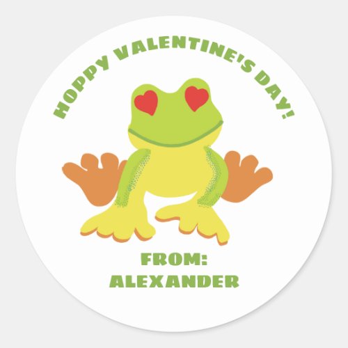 Kids Cute Frog Valentines Day Class Exchange Classic Round Sticker