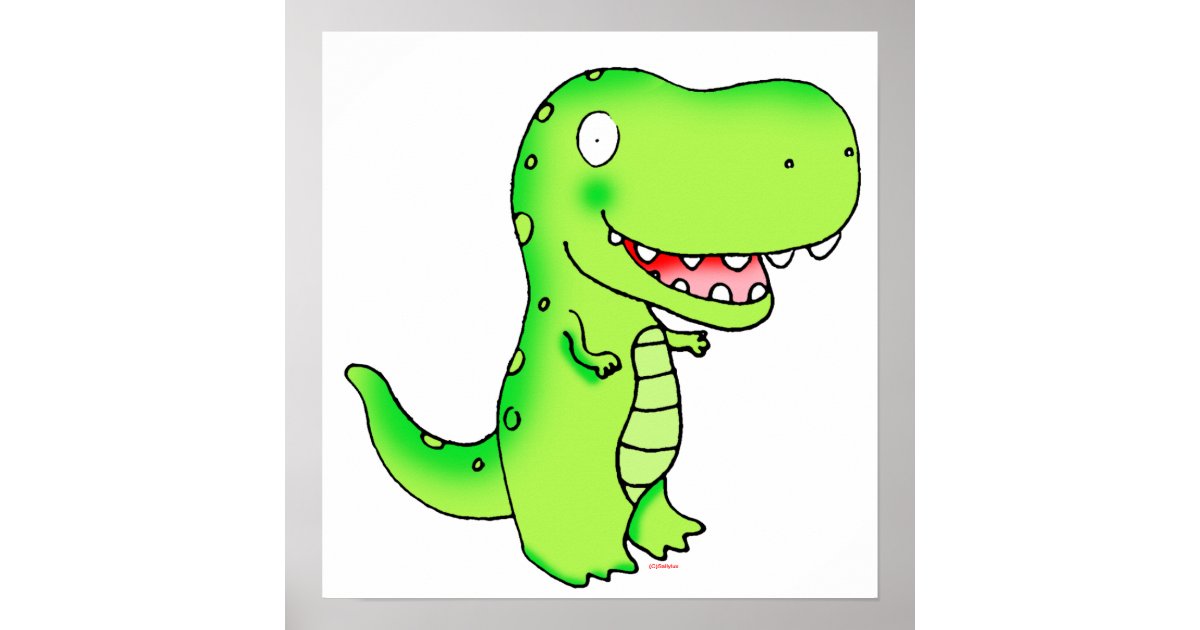 kids cute funny cartoon t-rex poster | Zazzle