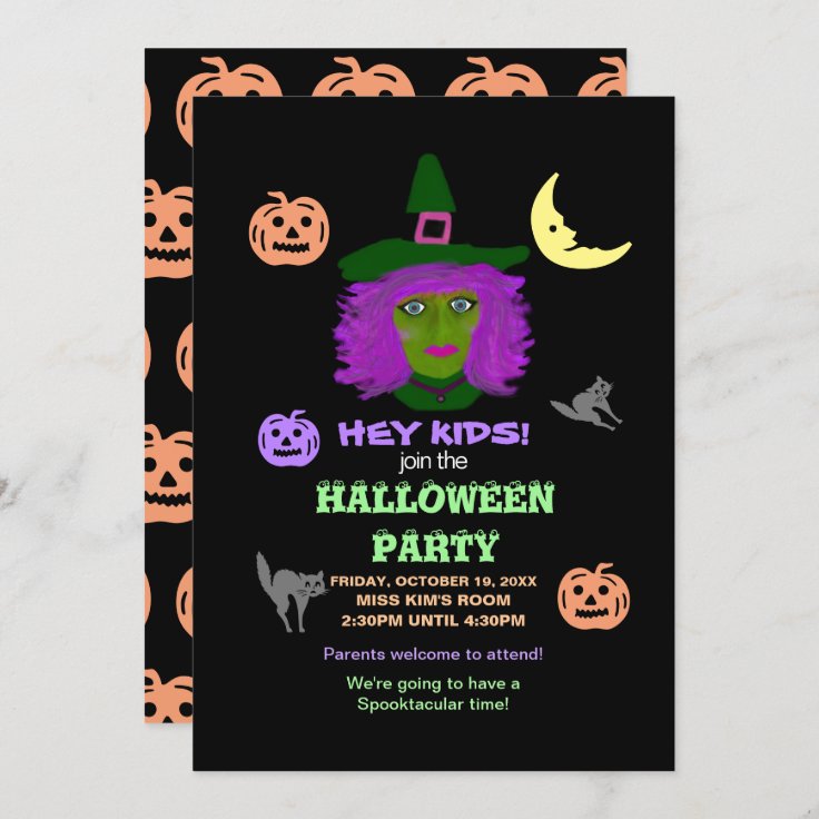 Kids Cute Halloween Elementary School Party Invitation | Zazzle