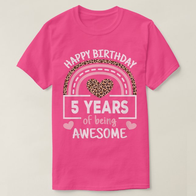 Kids Cute Happy 5th Birthday 5 Years Rainbow Cheet T-Shirt (Design Front)