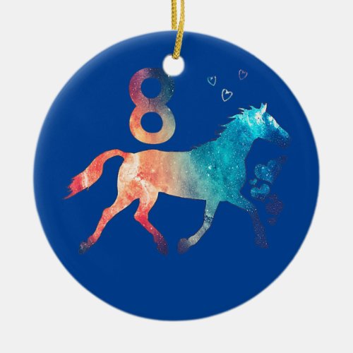 Kids Cute Horse 8th Birthday Gift 8 years Old For Ceramic Ornament