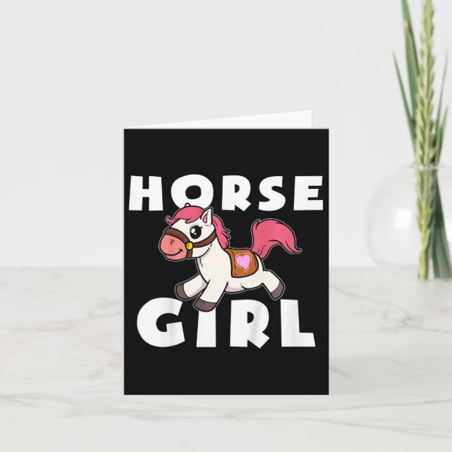 Kids Cute Horse Girl Pony Maid Gallop Ride Girls H Card (Front)