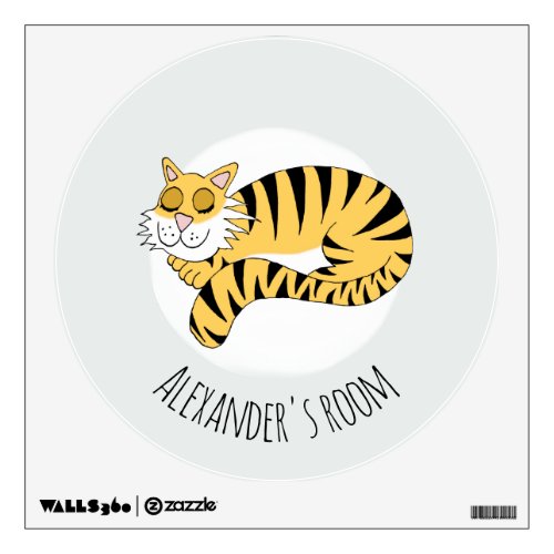 Kids Cute Jungle Tiger and Name Room Wall Decal