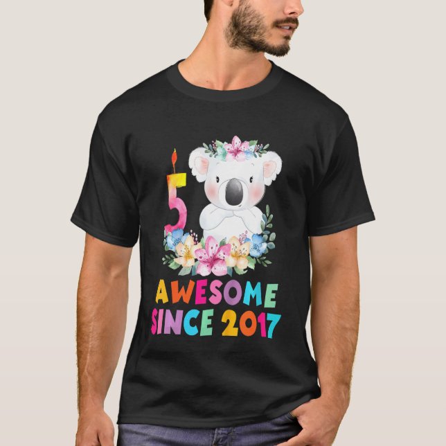 Kids Cute Koala Bear 5 Years Birthday Outfit For B T-Shirt (Front)