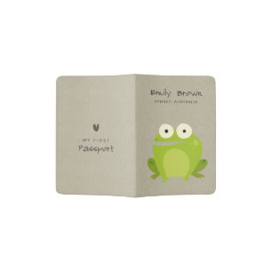 KIDS CUTE KRAFT GREEN BABY FROG MY FIRST PASSPORT PASSPORT HOLDER
