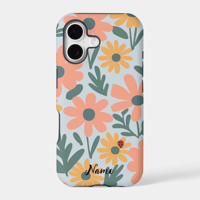 kids Cute Ladybug Polka dot Daisy Flower Pattern Iphone Case (Back)