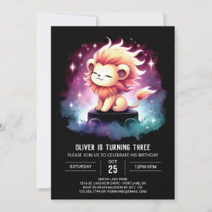 Kids Cute Lion Birthday Invitation