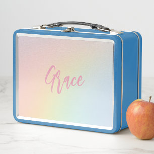 Kids Cute Modern Pastel Rainbow Girls Metal Lunch Box