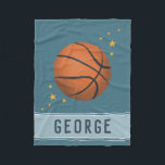 Kids Cute Navy Blue Basketball Sports Boys Fleece Blanket<br><div class="desc">This cute blue kids fleece blanket features a sports design,  with a basketball,  and stars. The blanket can be personalized with your boys name in sporty typography. The perfect gift for any sport lover!</div>
