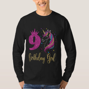 Kids Cute Ninth Birthday Girl Unicorn, 9th Birthda T-Shirt