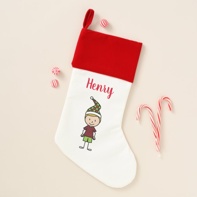 Kids Cute Personalized Boy Christmas Stocking (Front)