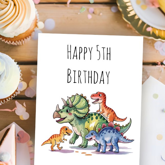 Kids Cute Personalized Dinosaur Birthday  Card (Creator Uploaded)
