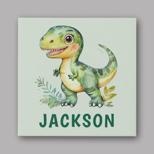 Kids Cute Personalized Dinosaur Nursery Canvas
