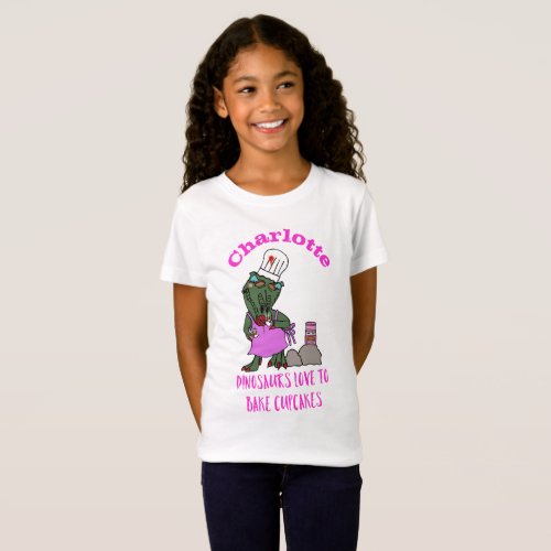 Kids Cute Personalized Name Custom Dinosaur T Rex T_Shirt