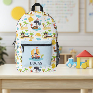 Kids Cute Personalized Pirate Ship Pattern Printed Backpack