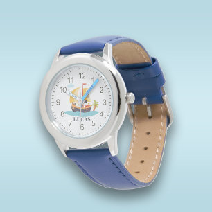 Kids Cute Personalized Pirate Ship Watch