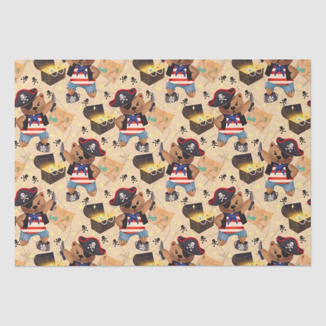 Kids Cute Pirate Bear  Tissue Paper (Front)