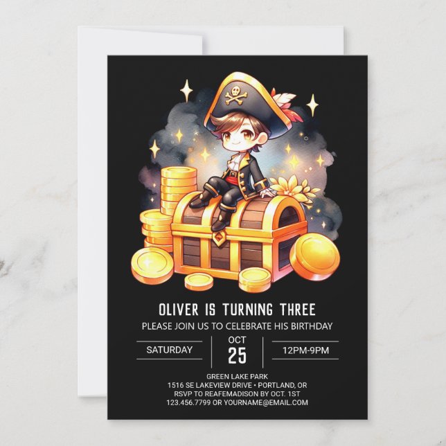 Kids Cute Pirate Birthday Invitation (Front)