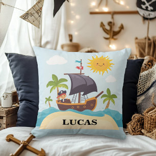 Kids Cute Pirate Ship Personalized Cushion