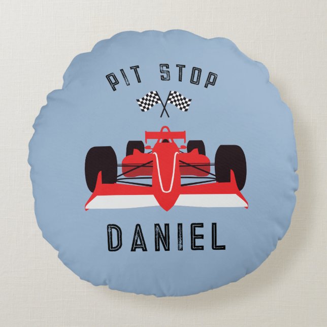 Kids Cute Racing Car  Round Pillow (Front)